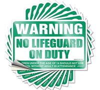Prank Stickers for Adults Warning No Lifeguard On Duty Funny Sticker 10 Pcs Funny Signs for Bedroom Funny Sogns(12X18CM)