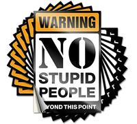 Prank Stickers for Adults Warning No Stupid People Beyond This Point Funny Sticker 10 Pcs Funny Sticker Blank Bumper Stickers(8X12CM)
