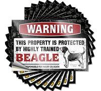 Prank Stickers for Adults Warning This Property is Protected by A Highly Trained Beagle Funny Sticker 10 Pcs Car Stickers Brand Stickers(12X18CM)