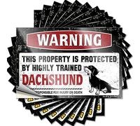 Prank Stickers for Adults Warning This Property is Protected By A Highly Trained Dachshund Funny Sticker 10 Pcs Car Accessories Little Man Cave Sign(12X18CM)