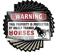Prank Stickers for Adults Warning This Property is Protected by A Highly Trained Horses Funny Sticker 10 Pcs Car Stickers Bumper Sticker(6X9CM)