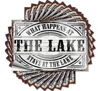 Prank Stickers for Adults What Happens at The Lake Stays at The Funny Sticker 10 Pcs Man Cave Bar Funny Signs for Home Decor(6X9CM)