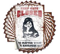 Prank Stickers Keep Gate Closed No Matter What The Havanese Say Funny Sticker 10 Pcs Bar Signs for Home Decor Blank Bumper Stickers(12X18CM)