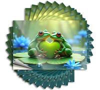 Prank Stickers Love in The Rainforest: Two Frogs Share A Heart Stickers 10Pcs Tool Box Stickers Funny Bumper Stickers for Adults(8X12CM)