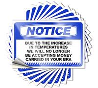 Prank Stickers Notice We Will No Longer Be Accepting Money Carried in Your Bra Stickers 10 Pcs Funny Car Decals Girl Car Stickers(6X9CM)