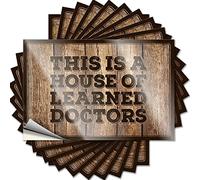 Prank Stickers This is A House of Learned Doctors Funny Sticker 10 Pcs Funny Coffee Signs Car Window Stickers(12X18CM)