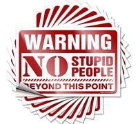 Prank Stickers Warning No Stupid People Beyond This Point Funny Sticker 10 Pcs Funny Car Decals Girl Car Stickers(8X12CM)