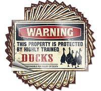 Prank Stickers Warning This Property is Protected by A Highly Trained Duck Funny Sticker 10 Pcs Tool Box Stickers Funny Bar Signs for Home Bar(8X12CM)
