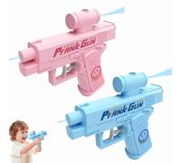 Prank Two Way Water Gun, Prank Squirt Gun Can Spray from Front and Back, Compulsive Two-Way Waters Guns, Double Sided Reverse Water Pistols, Creative Battle Toy Waters Guns (Blue+Pink)