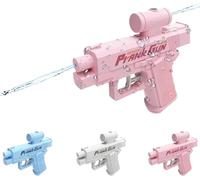Prank Two-Way Water Gun,Prank Squirt Gun Can Spray from Front and Back, Creative Pranks Battle Toy Waters Guns Fight, for School Office Trick (Pink)