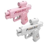 Prank Two-Way Water Gun, Prank Squirt Gun, Reverse Waters Guns Spray from Front and Back, School Supplies Game, Ideal Novelty Gifts for Friend Classmate Family (Pink+White)