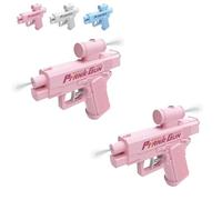 Prank Water Gun, Compulsive Two-Way Water Gun, Reverse Waters Guns Spray from Front and Back, School Supplies Game, Ideal Novelty Gifts for Friend Classmate Family (2*Pink)