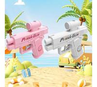 Prank Water Gun, Prank Two-Way Water Gun, Reverse WaterGuns, Spray from Front and Back, Pull the Trigger and Shoot Backwards, Press the Button and Shoot Forwards(Pink+White)