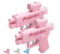Prank Water Gun Shoots Backwards, Realistic Small Pranks Squirt Guns, Trick Two-Way Watergun Toy, Creative Reverse Waterguns, From Front & Back, Fun Gift for Office & School Pool Parties(2*Pink)