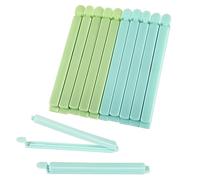 Prasacco 10 Pieces Food Bag Clips for Kitchen Snack Storage, Colorful Plastic Bag Clips for Home, Travel & Camping (Green+Blue)