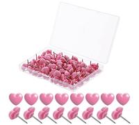Prasacco 100 Pcs Pink Heart Push Pins, Cute Decorative Thumb Tacks, Plastic Push Pins for Cork Board, Tacks for Wall Hangings Photo Map Poster Bulletin