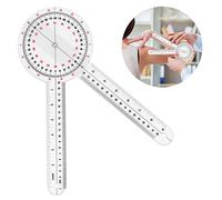Prasacco 12 Inch Goniometer, Transparent Orthopedic Angle Ruler Plastic Goniometer 360 Degree Goniometer Angle Protractor Goniometer for Body Measuring Tape Goniometer Protractor Ruler