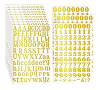 Prasacco 12 Sheets Gold Alphabet Letter Stickers, Adhesive Vinyl Alphabet and Number Stickers Small Craft Scrapbooking Sticker Letters for DIY Art Craft Printing Graduation Cap Decoration