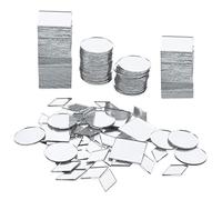 Prasacco 120 Pcs Small Mirrors for Crafts, 3 Shapes Mirror Pieces for Crafts, Square Diamond Round Craft Mirror DIY Mirror Mosaic Tiles for Disco Ball Lamp Framing Decoration