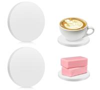 Prasacco 2 Packs Water Absorbent Diatomite Coasters, Water Absorbing Stone Tray for Sink Diatomaceous Earth Kitchen Soap Dish Bathroom Trays Fast Drying Stone Soap Dish for Hand Soaps Cups(Round)