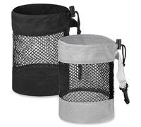 Prasacco 2 Pcs Golf Ball Storage Bag, Nylon Mesh Golf Pouch Drawstring Organizer, Large Capacity Golfs Shag Bag for Balls and Tees