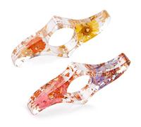 Prasacco 2 Pieces Book Page Holder, Dried Flower Book Holders for Reading Thumb Ring Page Holder Flower Bookmark Reading Accessories for Readers Books Lovers Bookworm Bookmarks (2PCS Style5)