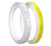 Prasacco 2 Rolls Reflective Tape, 10mmx8M Waterproof High Visibility Reflector Warning Stickers Reflective Tape Self Adhesive Reflector Safety Warning Tape for Outdoor Vehicles Bikes Helmets