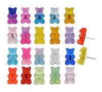 Prasacco 20 PCS Cute Push Pins, Bear Drawing Pins Clear Candy Color Thumb Tacks Decorative Push Pins for Photo Wall, Maps, Notice Board, and Cork Board