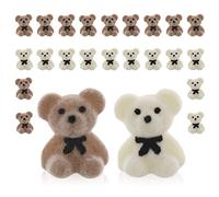 Prasacco 24 Pcs Mini Teddy Bears Small Flocked Teddy Bear Plush Stuffed Tiny Bear Doll for DIY Keychain Birthday Wedding Graduation Decorations Party Favor (20mm/0.76Inch, 12 Brown+12 White)