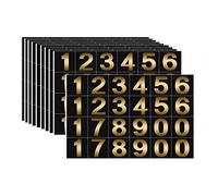 Prasacco 240 Pieces Gold on Black Waterproof Numbers Stickers - 10 Sheets Self-Adhesive Vinyl Decals for Mailbox, Car, Home - Pre-Spaced 1 Inch Number Signs