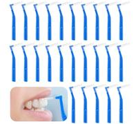 Prasacco 25 Pcs Interdental Brush, Dental Brushes for Between Teeth and Gums Small L Shaped Interdental Brushes Universal Teeth Braces Angle Alternative Brushes Tooth Cleaning Tool(Blue 0.7mm)