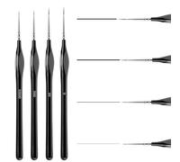 Prasacco 4 Pieces Fine Detail Paint Brush Set, Professional Thin Paint Brushes Miniature Brush Small Artist Paint Brushes for Fine Detailing Models Acrylic Watercolor Oil Painting (Black)