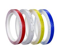 Prasacco 4 Rolls Reflective Tape, 10mmx8M/0.4x26FT Safety Warning Tape Security Marking Reflective Waterproof Tape High Visibility Reflective Sticker for Car Road Outdoor Bikes Helmets Motorcycle