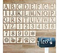 Prasacco 42 Pieces Alphabet and Numbers Stencils, 2 INCH Reusable Plastic Letter Numbers Templates Drawing Art Craft Stencil for Painting on Wood Wall Fabric Rock Chalkboard Signage DIY, White