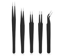 Prasacco 5 Pieces Mini Tweezers, Bead Tweezers Craft Premium Beading Tweezers Anti-Static Stainless Steel Curved of Tweezers for Jewelry Making Electronics Manual DIY Craft Supplies