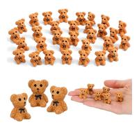 Prasacco 50 Pack Mini Teddy Bears Mini Resin Figures Small Miniature Bear Cute Tiny Bears Animals Figurines for Fairy Gardens Party Favors Dollhouse Accessories