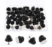 Prasacco 50 Pairs Rubber Butterfly Clutch Backings Locking Lapel Pin Backs for Uniform Badges