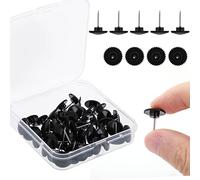 Prasacco 50 Pcs Black Push Pins Thumb Tacks for Wall Hangings Plastic Drawing Pins Steel Point Cork Board Push Pins for Maps Posters Photos