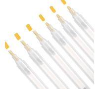 Prasacco 6 Pcs Refillable Paint Markers, Clear Empty Markers 4.3mm Tips Paint Touch Up Pens Fillable Round Tilted Head Marker for Rock Painting Wood Paper Drawing