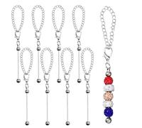 Prasacco 8 Pcs Beadable Charm for Tumblers, Cup Chains Wire for 30 40 Oz Water Bottle, Beadable Cup Charms Accessories Jewelry Gift Making Blank Beaded DIY Gift, Silver