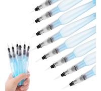 Prasacco 8-Piece Watercolour Brush Pens, Refillable Water Brush Pens with Assorted Tips for Watercolor Painting, Artists, Calligraphy
