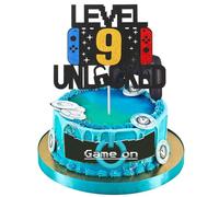 Prasacco 9th Birthday Cake Topper Gaming Cake Topper Personalized Happy Birthday Cake Topper Decoration Birthday Game Party Supplies for Kids Boys