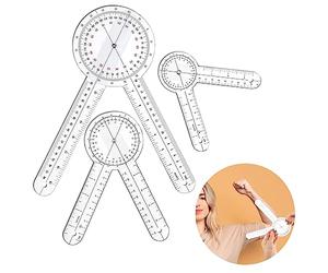 Prasacco Goniometer Set, 3 Pcs of 6/8/12 Inch Physical Therapy Protractor Tool Protractor Angle Ruler Measuring Tool Plastic 360 Degree Goniometer for Body Measuring Tape Goniometer Protractor Ruler