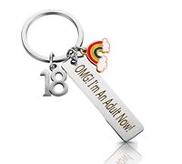 Prasacco Keychain 18th Birthday Gifts for Girls/Boys, Stainless Steel OMG! I'm An Adult Now! Keychain 18th Birthday Keyring Birthday Gift Keychain Keyring gifts fort Best Friend Christmas (1)