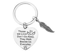 Prasacco Memorial Gifts Keyring for Loss of Loved, Remembrance Gifts for Family Member Father Mother Memory Keyring Remembrance Gift Those We Love Don't Go Away They Walk Beside Us Everyday