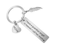 Prasacco Memorial Keychain for Loss of Mother, Sympathy Gifts For Loss Of Mom, Bereavement Keepsake, Stainless Steel Angel Keychain I Have A Guardian Angel In Heaven I Call Her Mom
