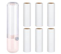 Prasacco Mini Travel Lint Remover - 6 Rolls Refillable, Reusable Lint Roller for Clothes, Compact Pet Hair Remover, Sticky Dust Fuzz Fur, Pink