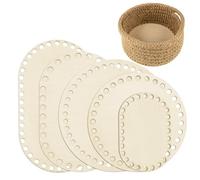 Prasacco Wooden Basket Bottom, 5 Pcs Oval and Round Blank Crochet Basket Base, DIY Weaving Knitting Craft Supplies for Home Decoration Storage