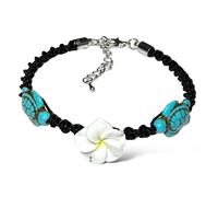PRASATT Turtle Hemp or Starfish Style Bracelet or Anklet - Frangipani Flowers Hawaiian Bracelet Summer Beach Bracelets for Women, Mediam, Rubber, no gemstone