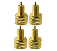 prasku 4-Pack Brass Connector Adapter, Large Bore to common Bore Coupler, 1/2-20 coarse thread & 7/16-20 UNF Thread, Copper Barrel Adapter for Automotive, Tire Maintenance & Refrigeration